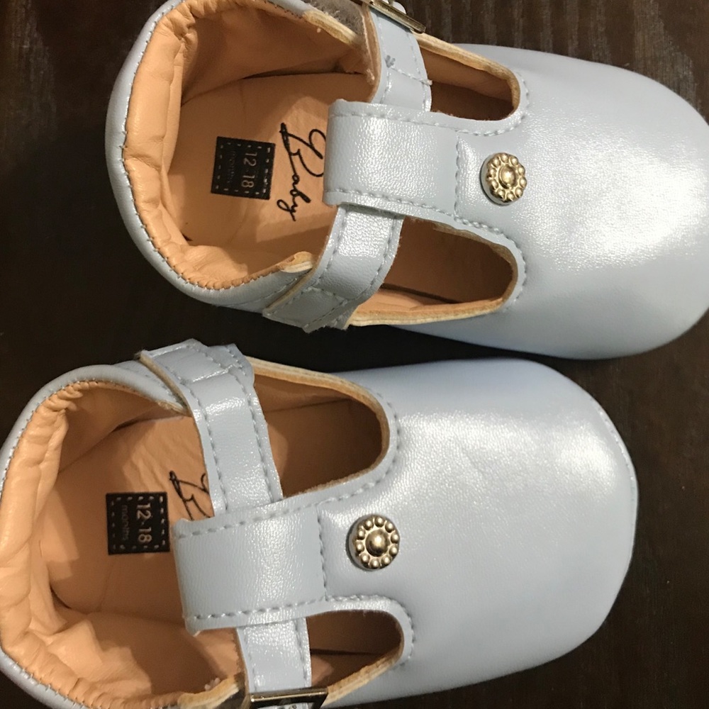 12-18 month Baby Blue t-strap shoes